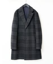 KHUAD21219 a.v.v MEN(アー・ヴェ・ヴェ) ウールライトビーバーチェックチェスターコート ダークグレー