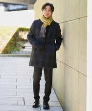 KHUAD21219 a.v.v MEN(アー・ヴェ・ヴェ) ウールライトビーバーチェックチェスターコート ダークグレー