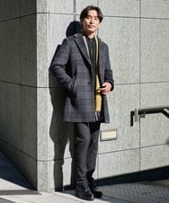 KHUAD21219 a.v.v MEN(アー・ヴェ・ヴェ) ウールライトビーバーチェックチェスターコート ダークグレー