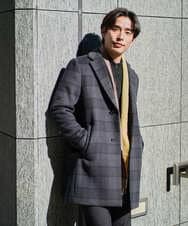 KHUAD21219 a.v.v MEN(アー・ヴェ・ヴェ) ウールライトビーバーチェックチェスターコート ダークグレー