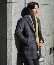 KHUAD21219 a.v.v MEN(アー・ヴェ・ヴェ) ウールライトビーバーチェックチェスターコート ダークグレー