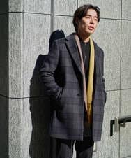 KHUAD21219 a.v.v MEN(アー・ヴェ・ヴェ) ウールライトビーバーチェックチェスターコート ダークグレー