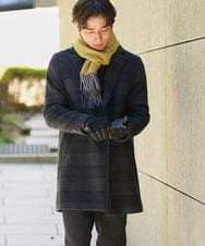 KHUAD21219 a.v.v MEN(アー・ヴェ・ヴェ) ウールライトビーバーチェックチェスターコート ダークグレー