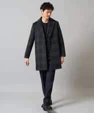 KHUAD21219 a.v.v MEN(アー・ヴェ・ヴェ) ウールライトビーバーチェックチェスターコート ダークグレー