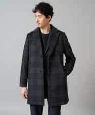 KHUAD21219 a.v.v MEN(アー・ヴェ・ヴェ) ウールライトビーバーチェックチェスターコート ダークグレー