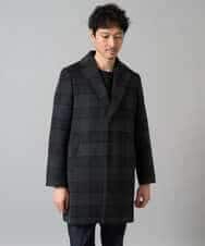 KHUAD21219 a.v.v MEN(アー・ヴェ・ヴェ) ウールライトビーバーチェックチェスターコート ダークグレー