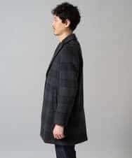 KHUAD21219 a.v.v MEN(アー・ヴェ・ヴェ) ウールライトビーバーチェックチェスターコート ダークグレー