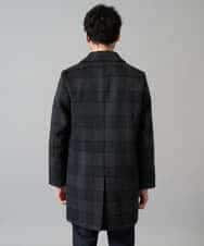 KHUAD21219 a.v.v MEN(アー・ヴェ・ヴェ) ウールライトビーバーチェックチェスターコート ダークグレー