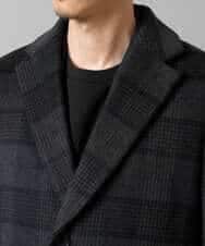 KHUAD21219 a.v.v MEN(アー・ヴェ・ヴェ) ウールライトビーバーチェックチェスターコート ダークグレー