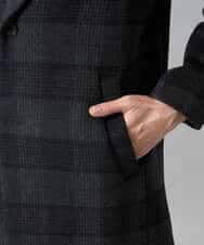 KHUAD21219 a.v.v MEN(アー・ヴェ・ヴェ) ウールライトビーバーチェックチェスターコート ダークグレー