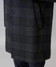 KHUAD21219 a.v.v MEN(アー・ヴェ・ヴェ) ウールライトビーバーチェックチェスターコート ダークグレー