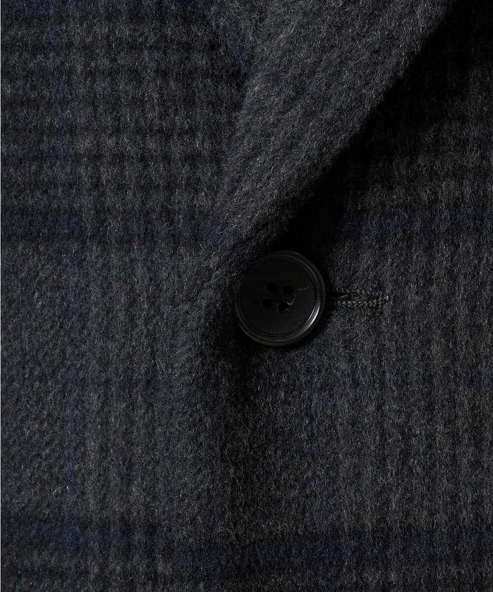 KHUAD21219 a.v.v MEN(アー・ヴェ・ヴェ) ウールライトビーバーチェックチェスターコート ダークグレー