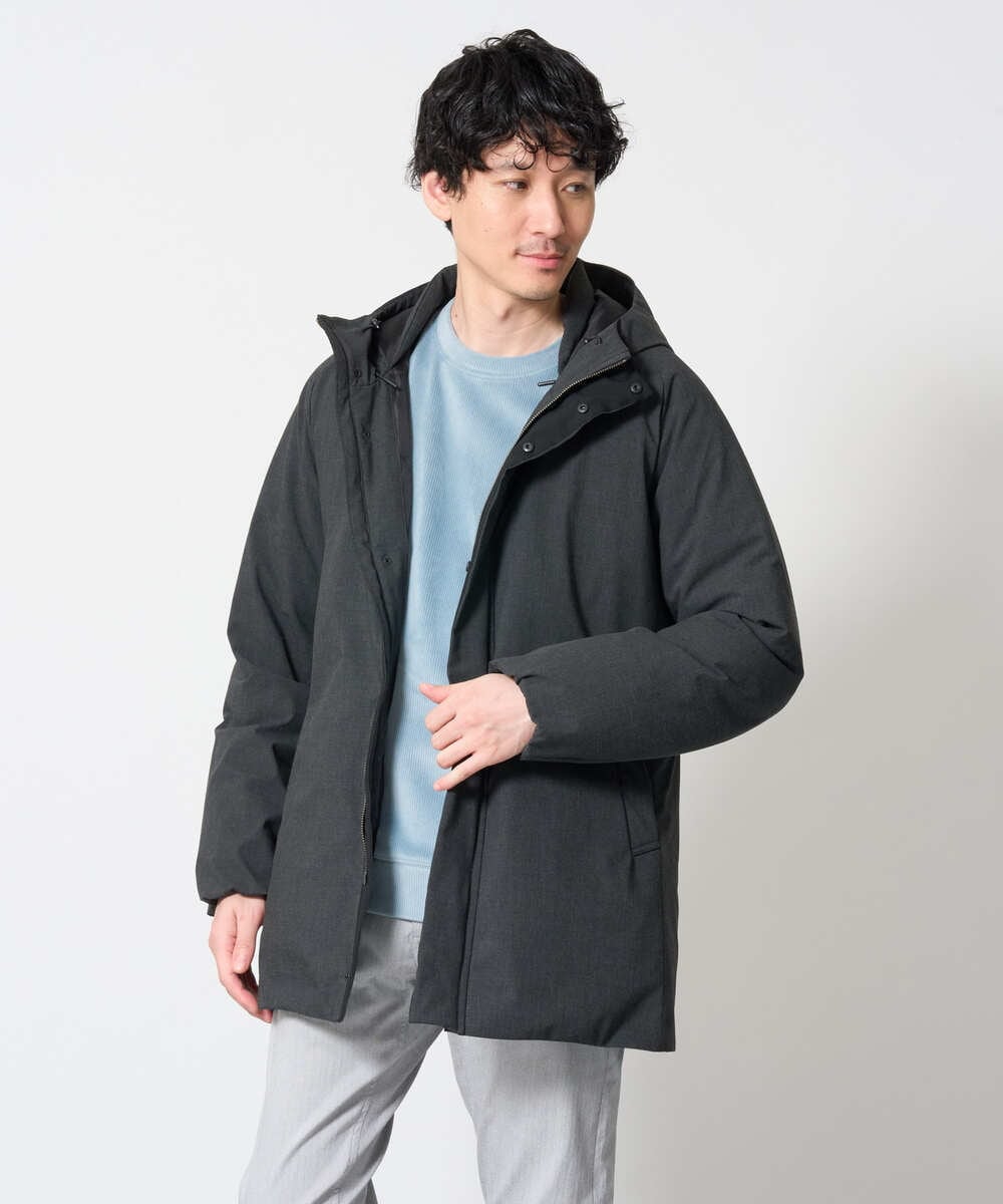 KHUAG02239 a.v.v MEN(アー・ヴェ・ヴェ) 【快適通勤ストレッチ / 軽量 / 撥水】ラミネートダウンコート ブラック