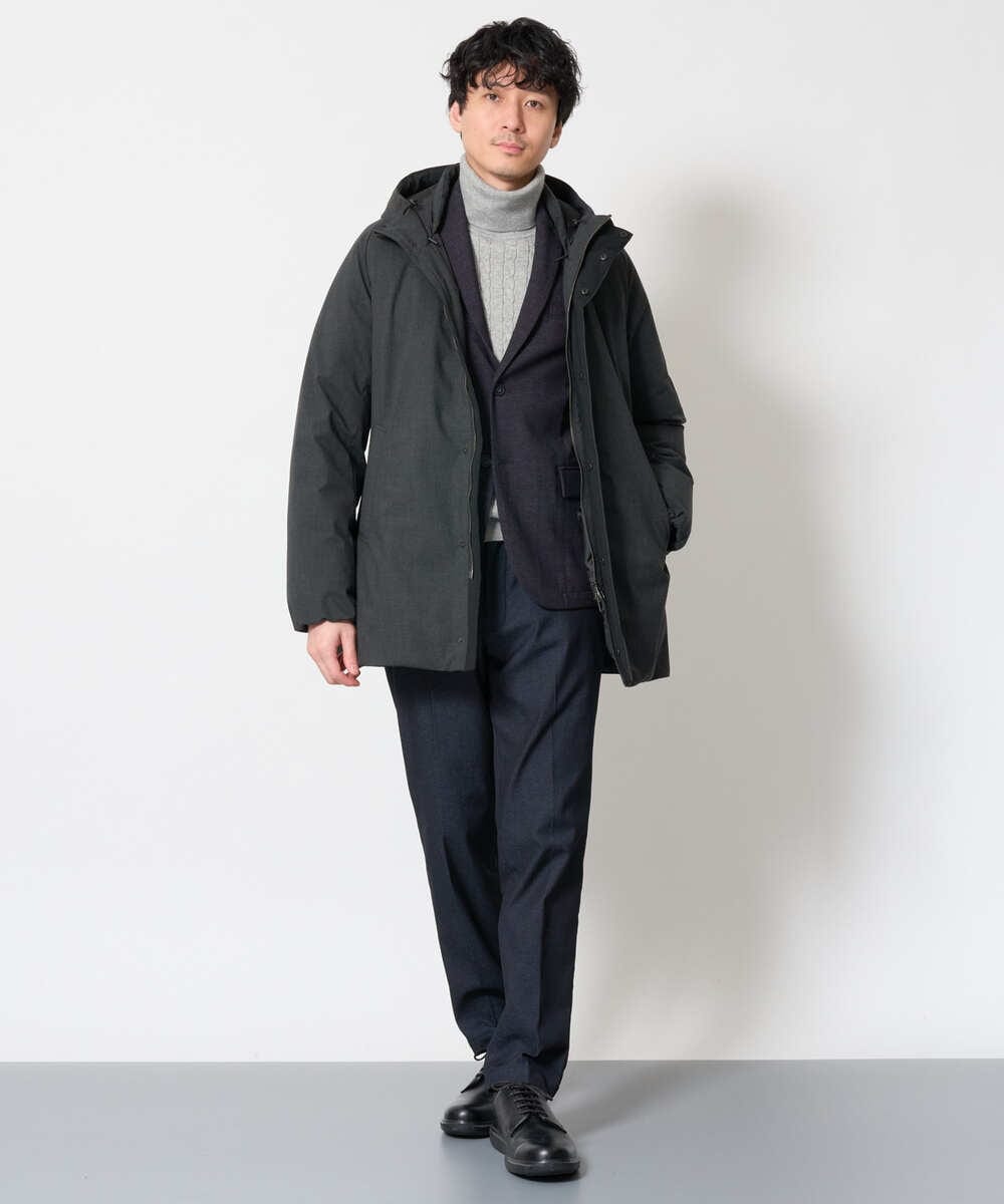 KHUAG02239 a.v.v MEN(アー・ヴェ・ヴェ) 【快適通勤ストレッチ / 軽量 / 撥水】ラミネートダウンコート ブラック