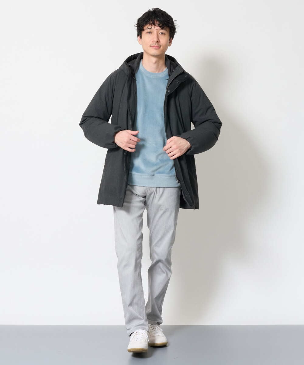 KHUAG02239 a.v.v MEN(アー・ヴェ・ヴェ) 【快適通勤ストレッチ / 軽量 / 撥水】ラミネートダウンコート ブラック