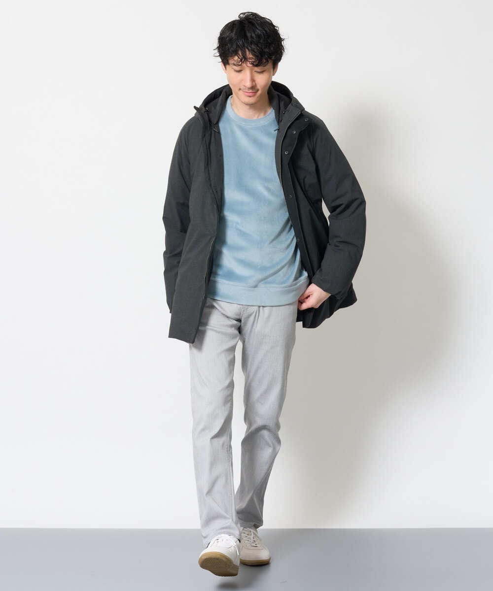 KHUAG02239 a.v.v MEN(アー・ヴェ・ヴェ) 【快適通勤ストレッチ / 軽量 / 撥水】ラミネートダウンコート ブラック