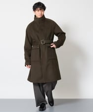 KHUAG08209 a.v.v MEN(アー・ヴェ・ヴェ) ワイドシルエットスタンドカラーコート ブラウン