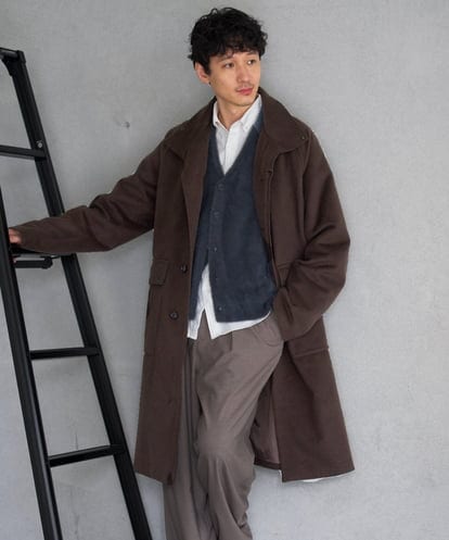 KHUAG08209 a.v.v MEN ワイドシルエットスタンドカラーコート