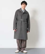 KHUAG08209 a.v.v MEN(アー・ヴェ・ヴェ) ワイドシルエットスタンドカラーコート アッシュグレー