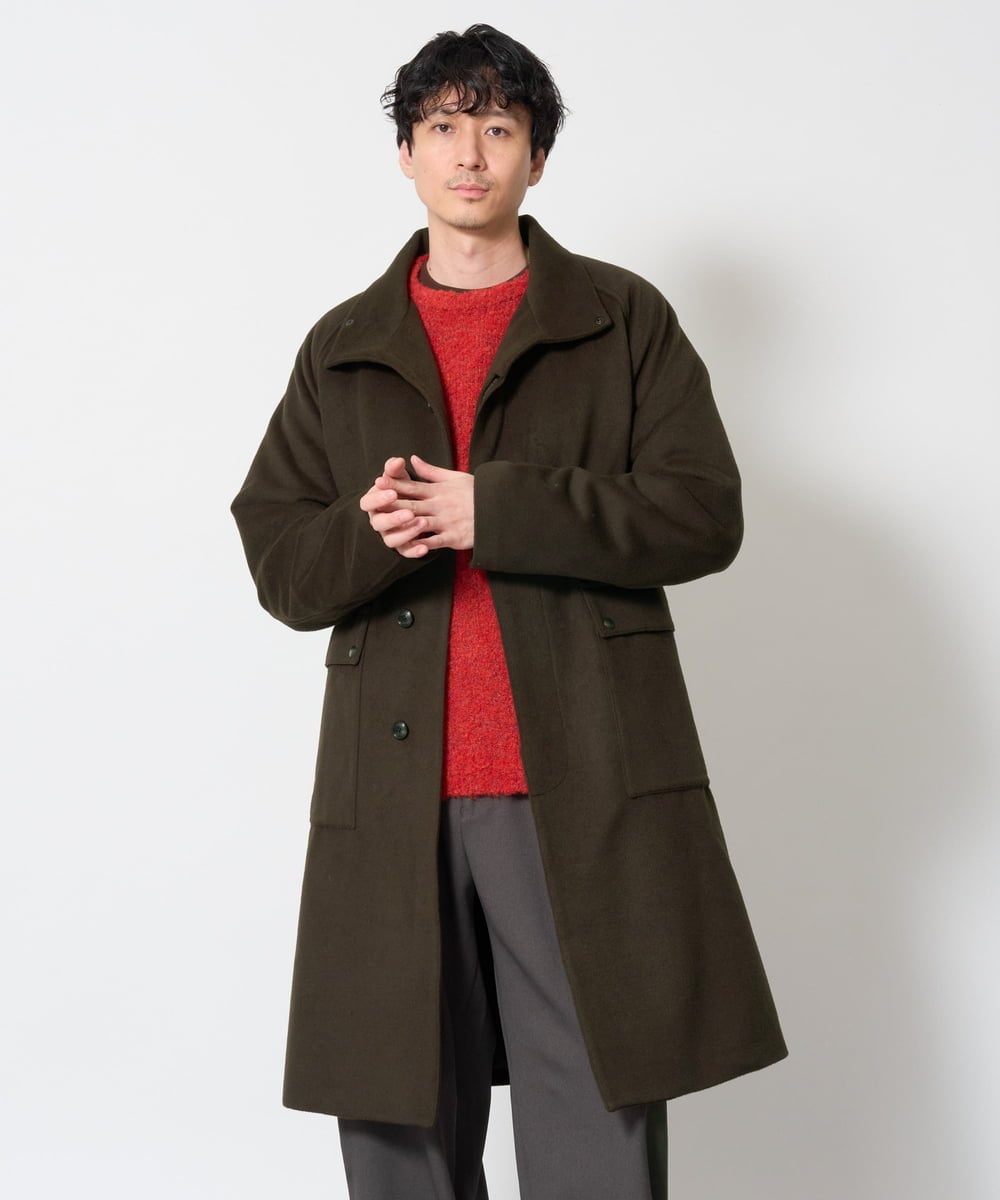 KHUAG08209 a.v.v MEN(アー・ヴェ・ヴェ) ワイドシルエットスタンドカラーコート アッシュグレー