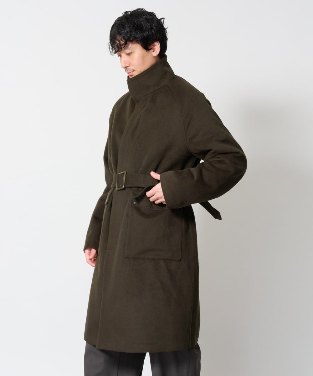 KHUAG08209 a.v.v MEN(アー・ヴェ・ヴェ) ワイドシルエットスタンドカラーコート アッシュグレー