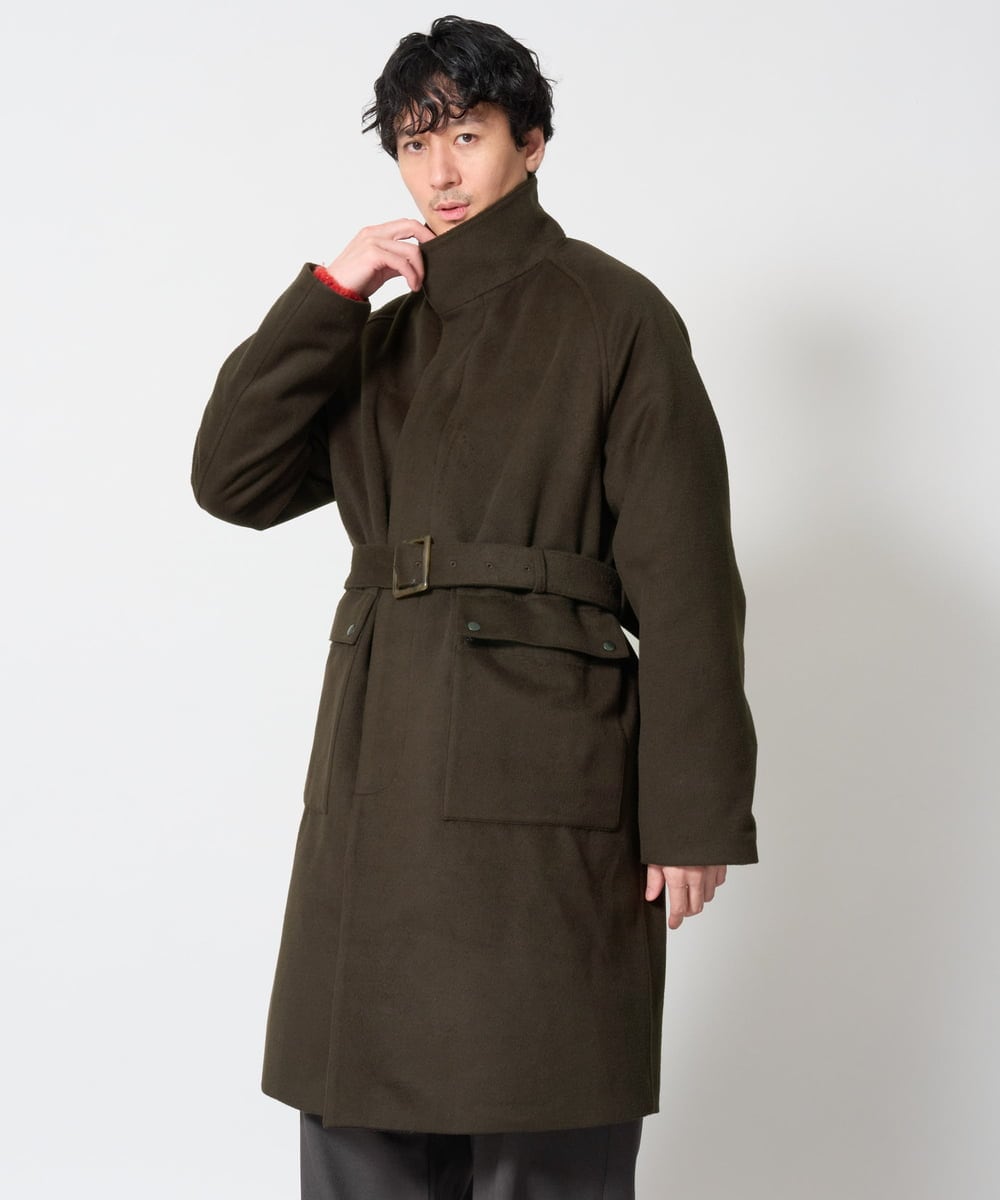 KHUAG08209 a.v.v MEN(アー・ヴェ・ヴェ) ワイドシルエットスタンドカラーコート アッシュグレー