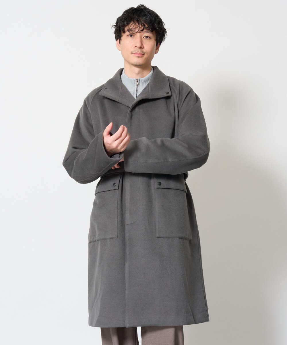 KHUAG08209 a.v.v MEN(アー・ヴェ・ヴェ) ワイドシルエットスタンドカラーコート アッシュグレー