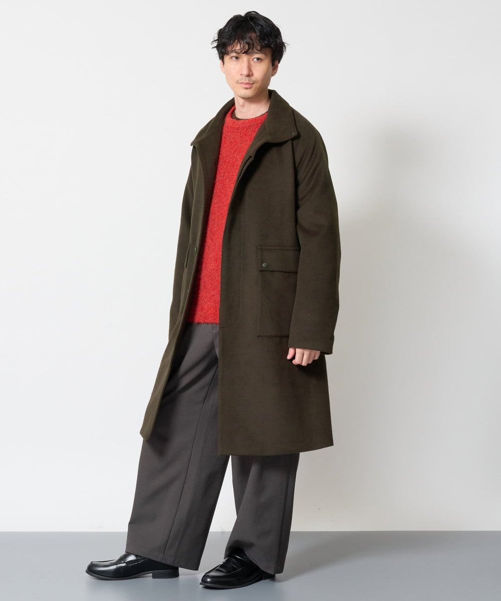KHUAG08209 a.v.v MEN(アー・ヴェ・ヴェ) ワイドシルエットスタンドカラーコート アッシュグレー