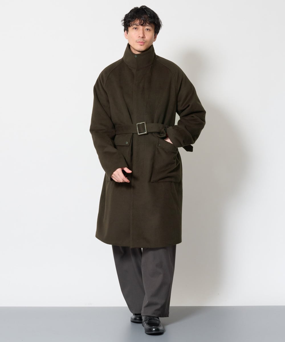 KHUAG08209 a.v.v MEN(アー・ヴェ・ヴェ) ワイドシルエットスタンドカラーコート アッシュグレー