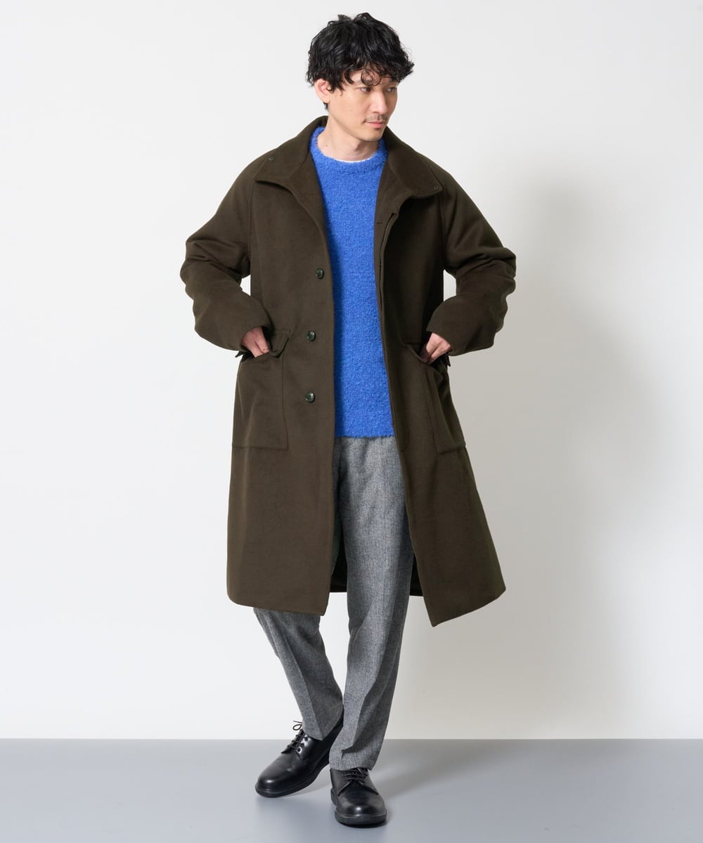 KHUAG08209 a.v.v MEN(アー・ヴェ・ヴェ) ワイドシルエットスタンドカラーコート アッシュグレー