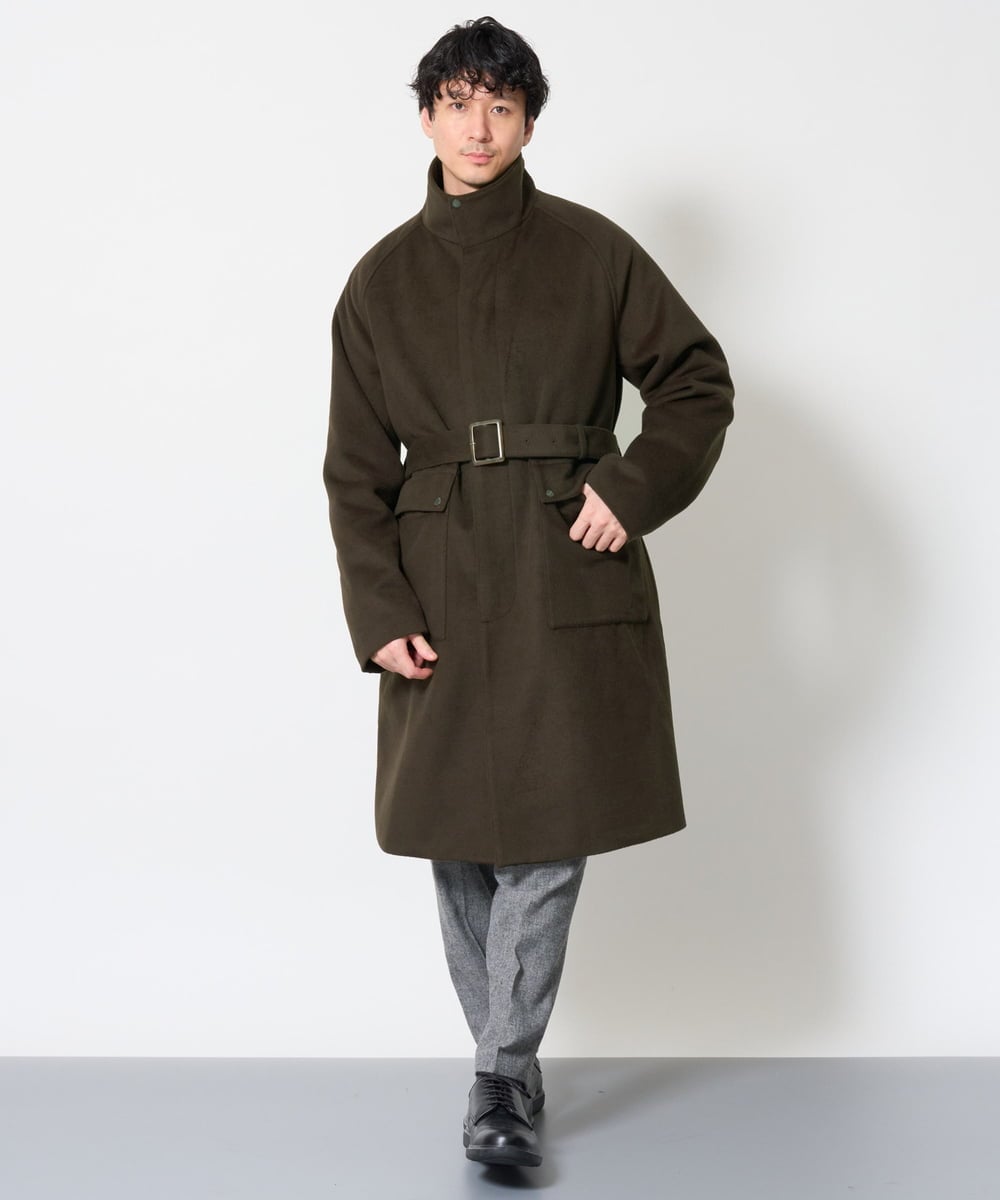 KHUAG08209 a.v.v MEN(アー・ヴェ・ヴェ) ワイドシルエットスタンドカラーコート アッシュグレー