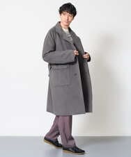 KHUAG08209 a.v.v MEN(アー・ヴェ・ヴェ) ワイドシルエットスタンドカラーコート アッシュグレー