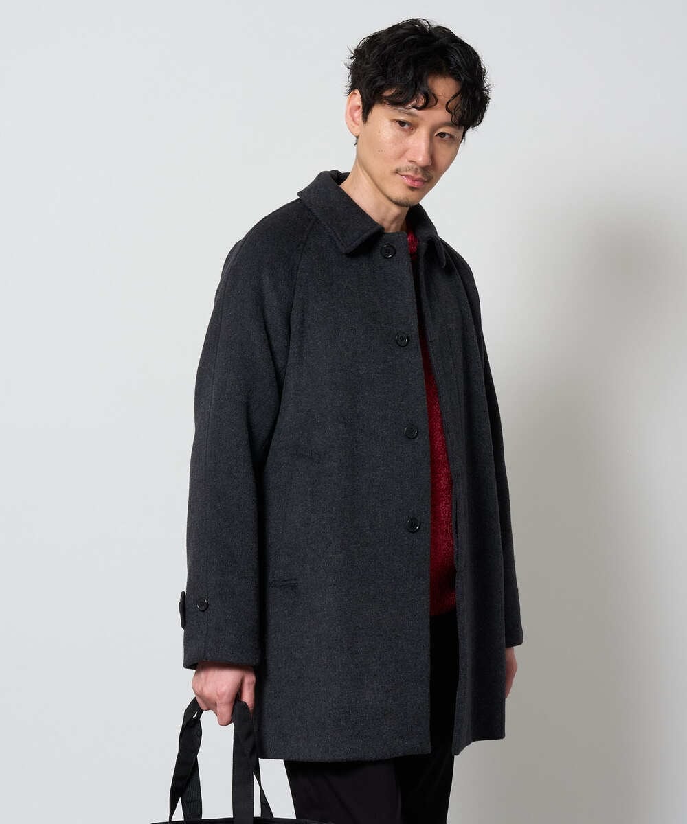 KHUAG09219 a.v.v MEN(アー・ヴェ・ヴェ) ライトビーバーステンカラーコート ブラック