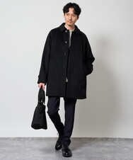 KHUAG09219 a.v.v MEN(アー・ヴェ・ヴェ) ライトビーバーステンカラーコート ブラック