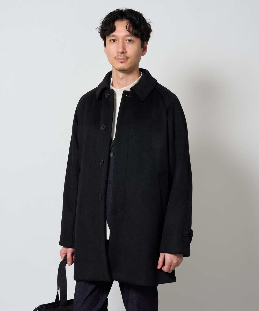KHUAG09219 a.v.v MEN(アー・ヴェ・ヴェ) ライトビーバーステンカラーコート ブラック