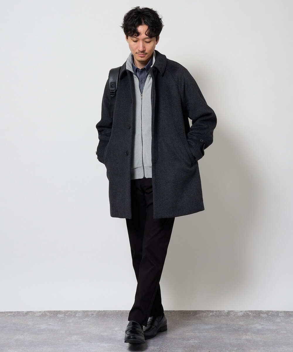 KHUAG09219 a.v.v MEN(アー・ヴェ・ヴェ) ライトビーバーステンカラーコート ブラック