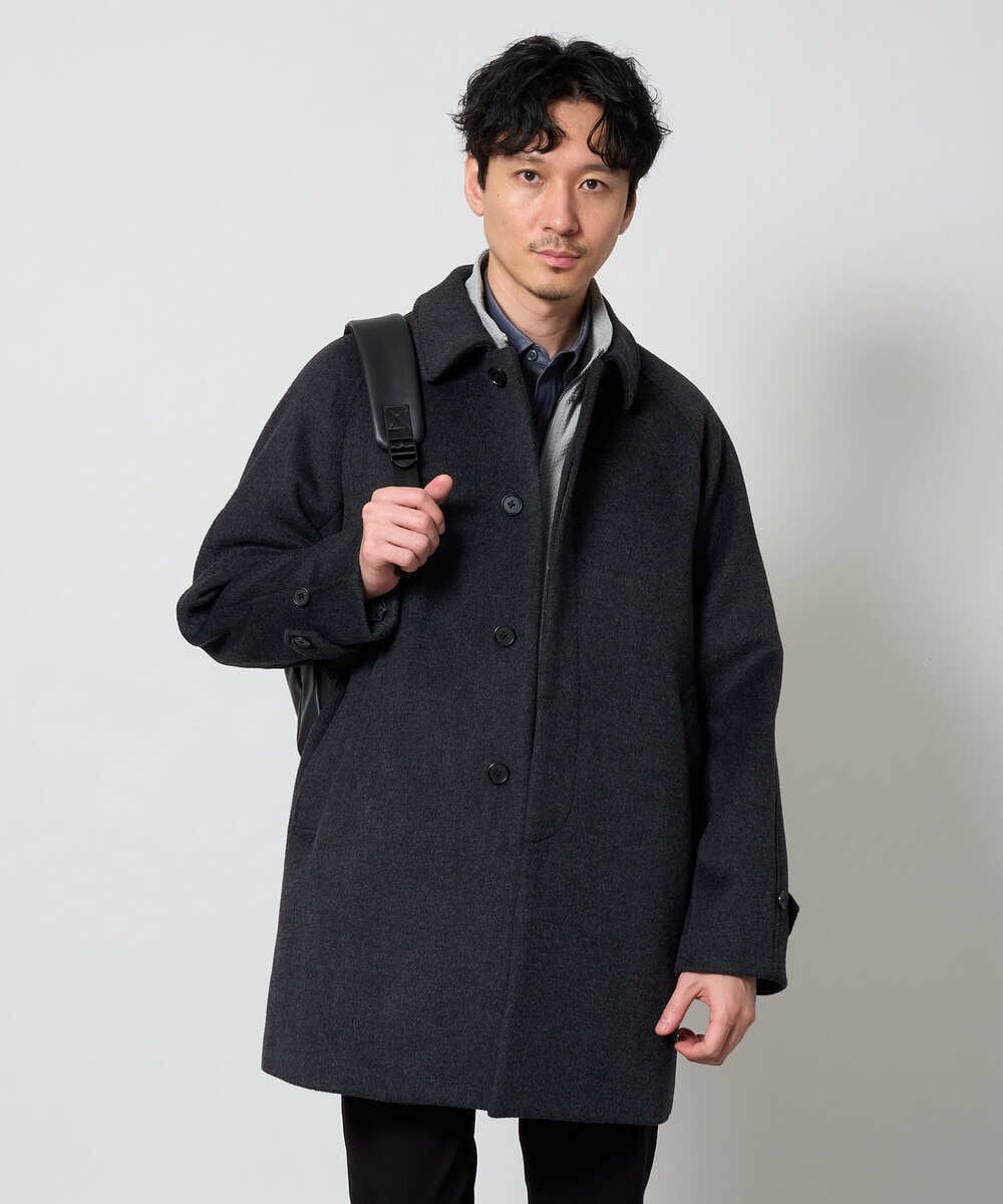 KHUAG09219 a.v.v MEN(アー・ヴェ・ヴェ) ライトビーバーステンカラーコート ブラック