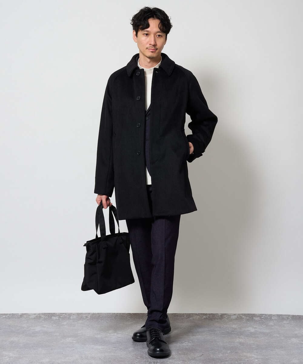 KHUAG09239 a.v.v MEN(アー・ヴェ・ヴェ) ライトビーバーステンカラーコート ブラック