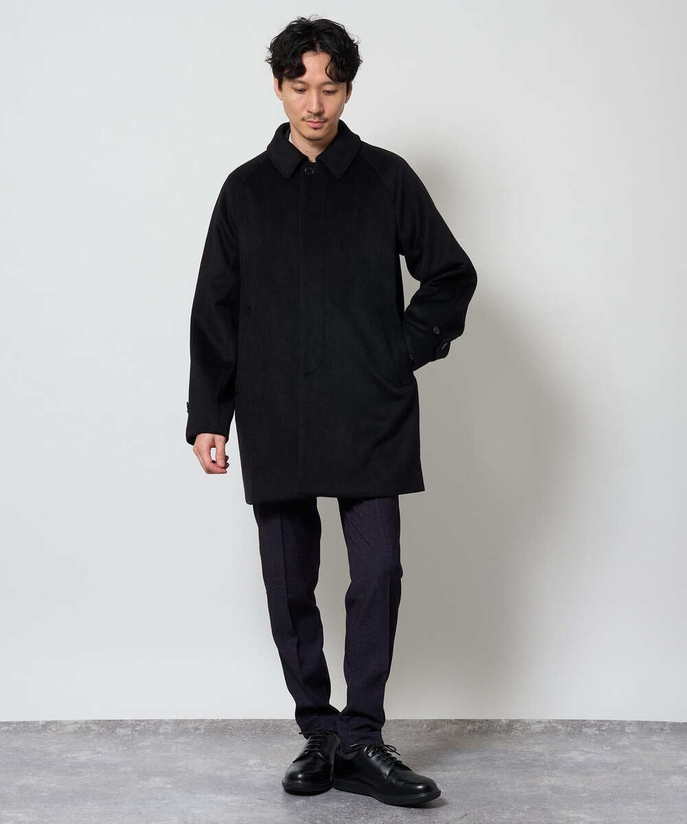 KHUAG09239 a.v.v MEN(アー・ヴェ・ヴェ) ライトビーバーステンカラーコート ブラック