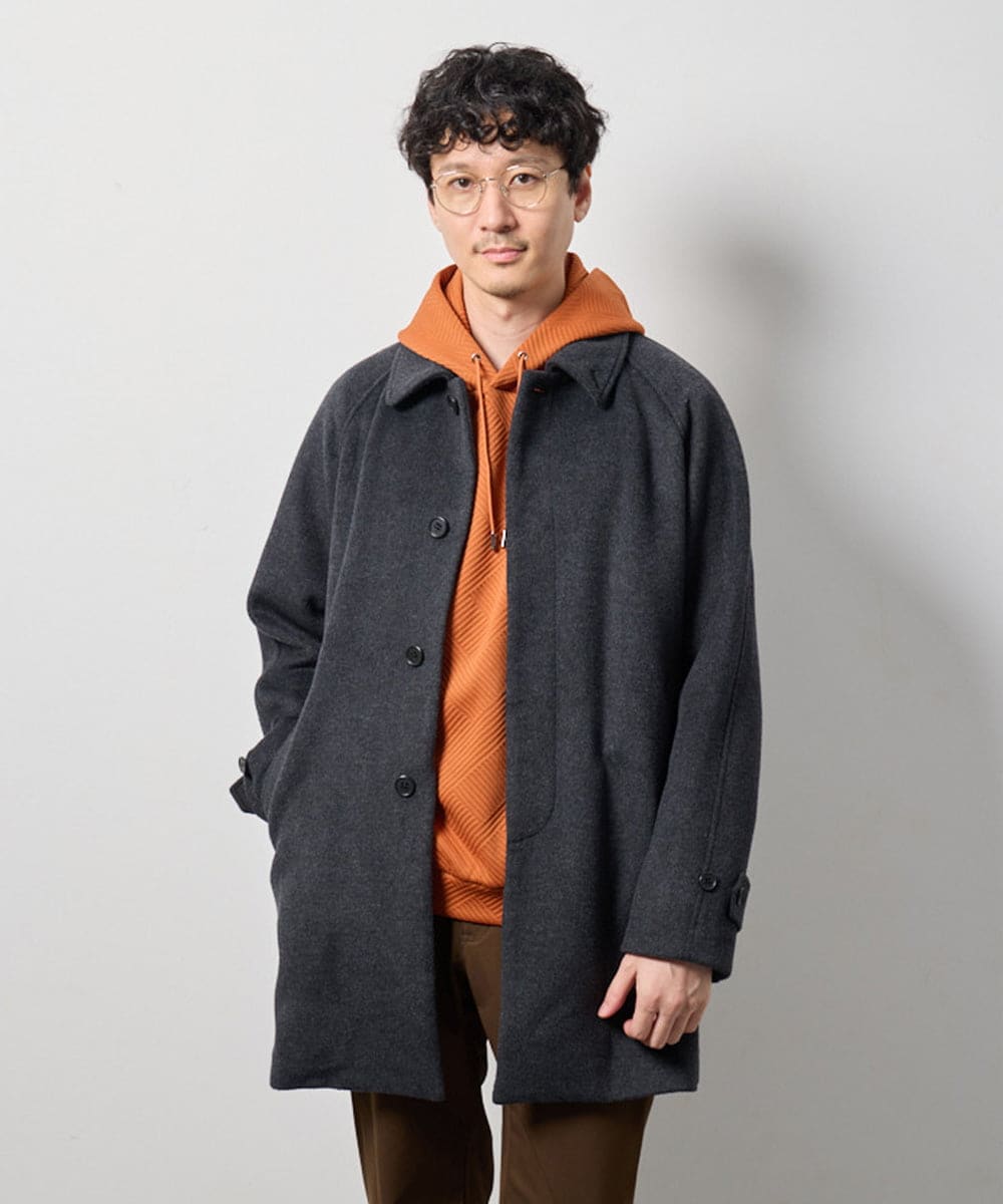 KHUAG09239 a.v.v MEN(アー・ヴェ・ヴェ) ライトビーバーステンカラーコート ブラック