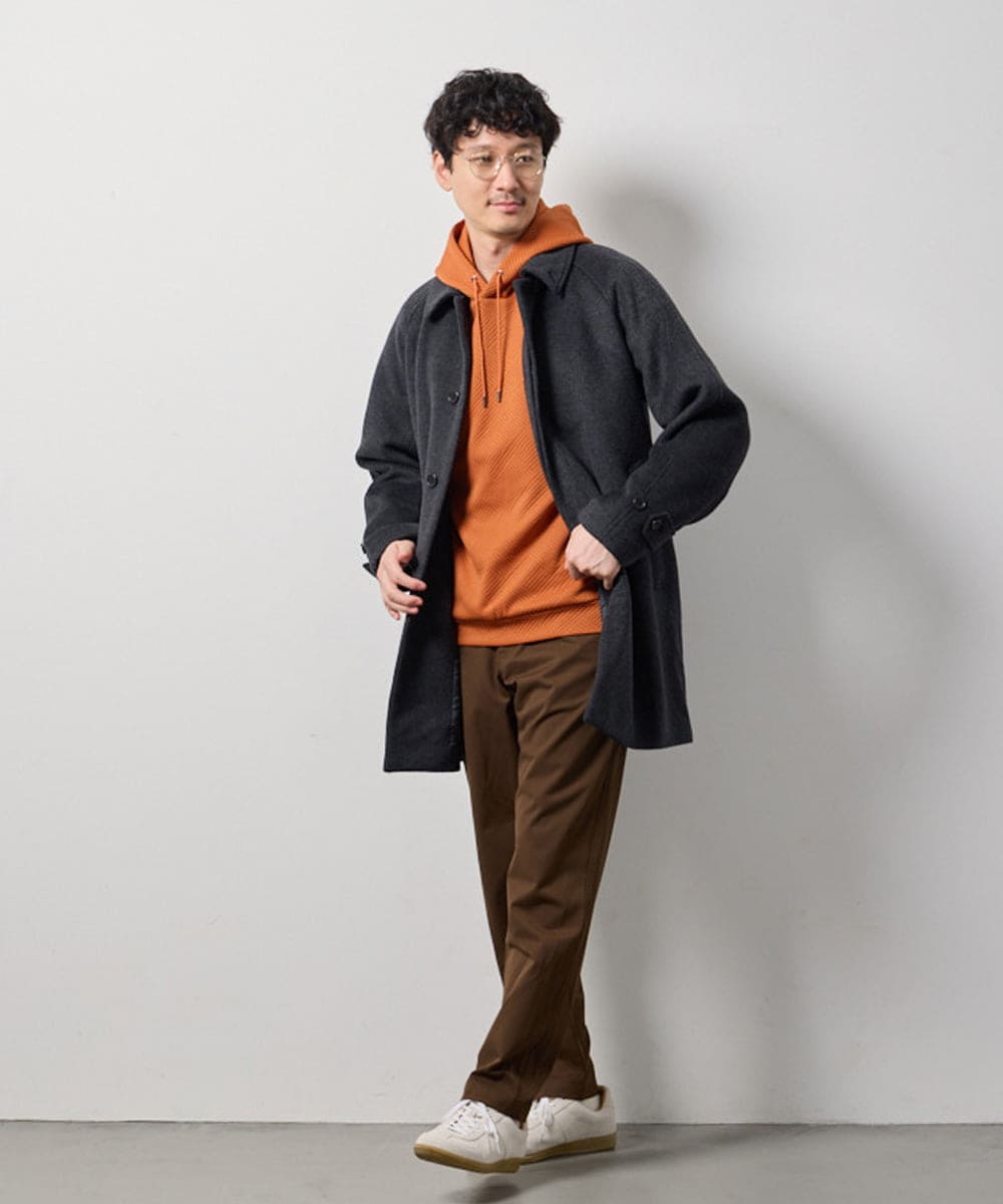 KHUAG09239 a.v.v MEN(アー・ヴェ・ヴェ) ライトビーバーステンカラーコート ブラック