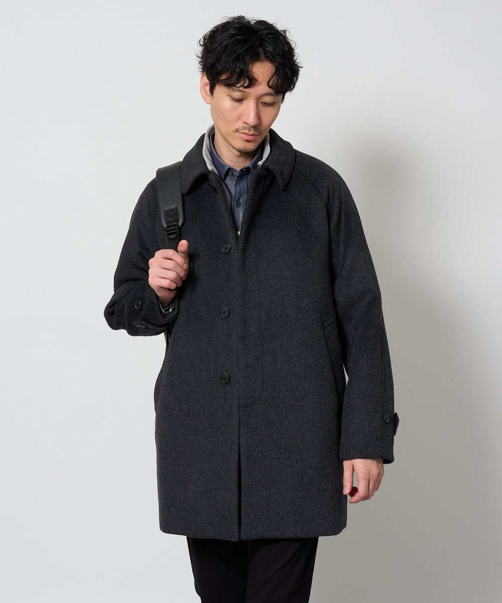 KHUAG09239 a.v.v MEN(アー・ヴェ・ヴェ) ライトビーバーステンカラーコート ブラック