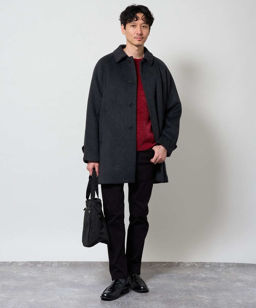 KHUAG09239 a.v.v MEN(アー・ヴェ・ヴェ) ライトビーバーステンカラーコート ブラック
