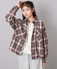 KJBAG07039 a.v.v KIDS(アー・ヴェ・ヴェ) [140-160]【男女兼用】オンブレーチェックシャツ オレンジ