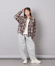 KJBAG07039 a.v.v KIDS(アー・ヴェ・ヴェ) [140-160]【男女兼用】オンブレーチェックシャツ オレンジ
