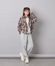KJBAG07039 a.v.v KIDS(アー・ヴェ・ヴェ) [140-160]【男女兼用】オンブレーチェックシャツ オレンジ