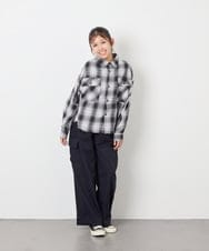 KJBAG07039 a.v.v KIDS(アー・ヴェ・ヴェ) [140-160]【男女兼用】オンブレーチェックシャツ ブラック