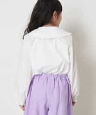 KJBDR20044 a.v.v KIDS(アー・ヴェ・ヴェ) [160]フリルビッグカラーフラワー刺繍ブラウス ホワイト