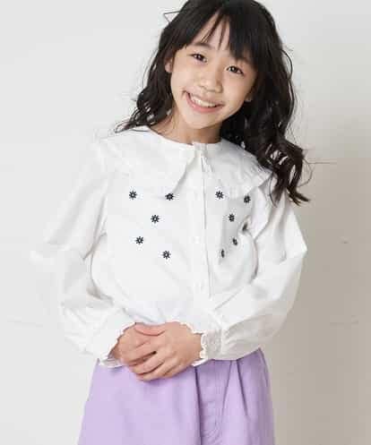 KJBDR20044 a.v.v KIDS [160]フリルビッグカラーフラワー刺繍ブラウス