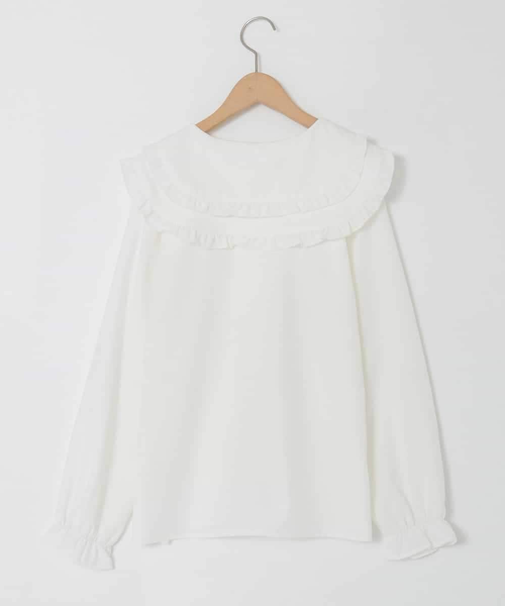 KJBEB29039 a.v.v KIDS(アー・ヴェ・ヴェ) [140-150]ダブルフリルカラーブラウス ホワイト
